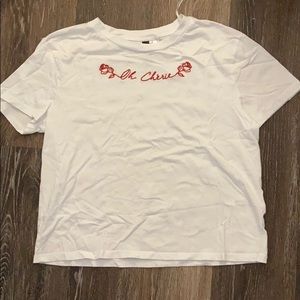 H&M white shirt with roses